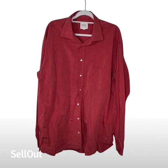 Effortless Red Casual Button Down Shirt